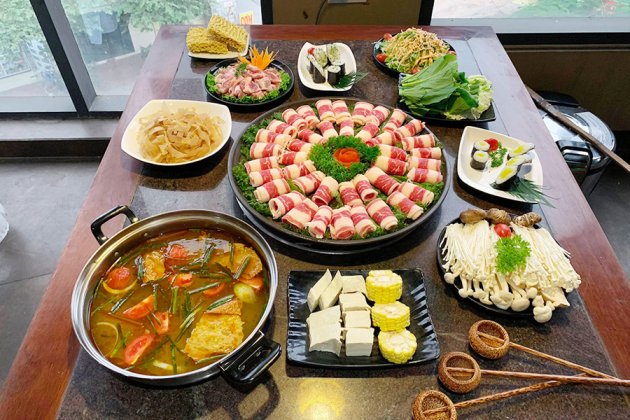 HN - Buffet lẩu giá siêu hot tai nhà hàng Habit BBQ - Free coca